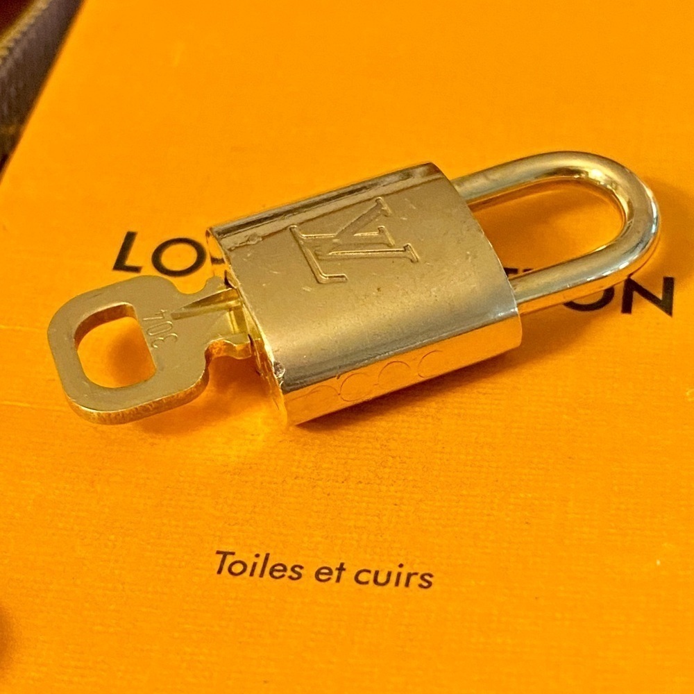 Authentic Louis Vuitton Brass Padlock & Key Set #304 - Picture 2 of 5